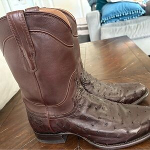Tecovas Rich Brown Ostrich Western Boots